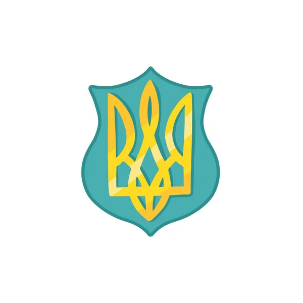 Украинский Национальный Герб Золотой Символ Украины Векторная Иллюстрация Простом Ручном — стоковый вектор