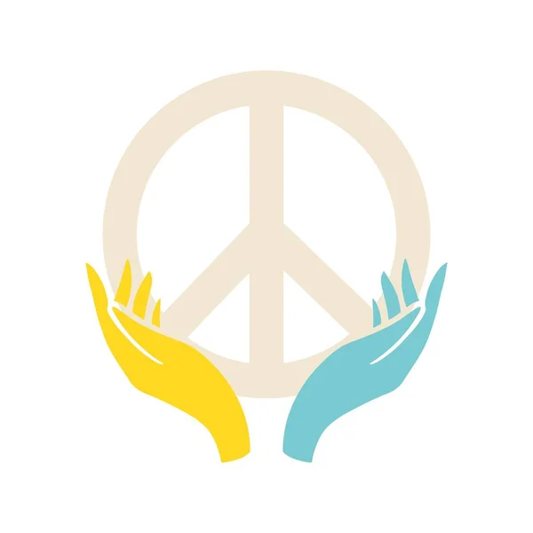 Sign Peace Yellow Blue Hands Symbol Ukraines Victory Vector Illustration — Vettoriale Stock