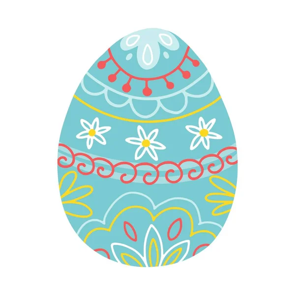 复活节彩蛋乌克兰国家复活节的象征 矢量图以简单的卡通手绘风格绘制 在白色背景上分离 — 图库矢量图片