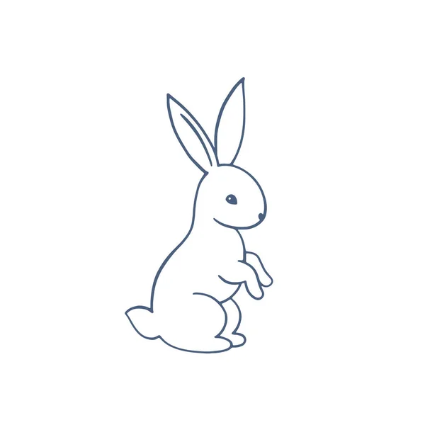 Vektör Olarak Tavşancık Çizgisi Siluetleri Beyaz Arka Planda Tek Renkli — Stok Vektör