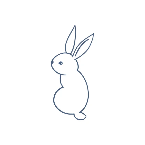 Vektör Olarak Tavşancık Çizgisi Siluetleri Beyaz Arka Planda Tek Renkli — Stok Vektör
