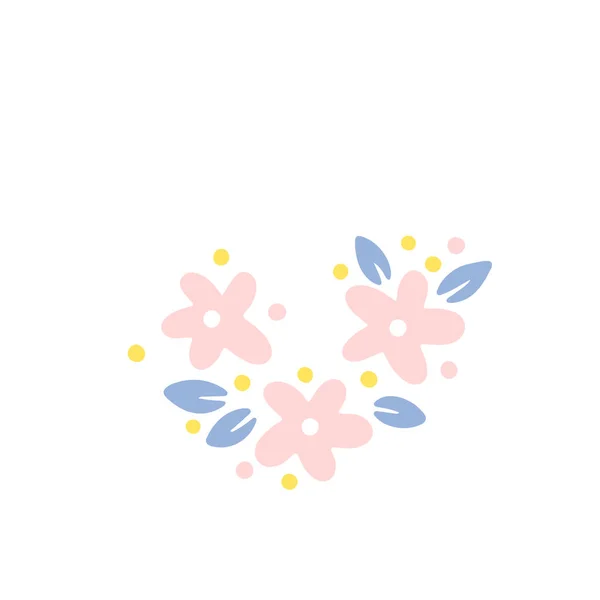 Moderní Složení Květin Jednoduché Malé Sedmikrásky Listy Vektoru Ručně Kreslený — Stockový vektor