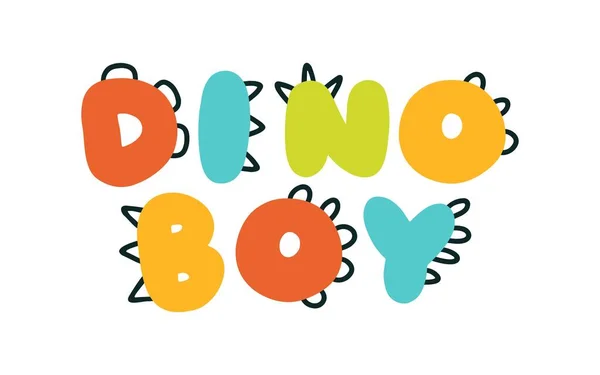 Dinosaurier Schriftzug Dino Boy Vektorillustration Skandinavischen Cartoon Stil Kindliches Design — Stockvektor
