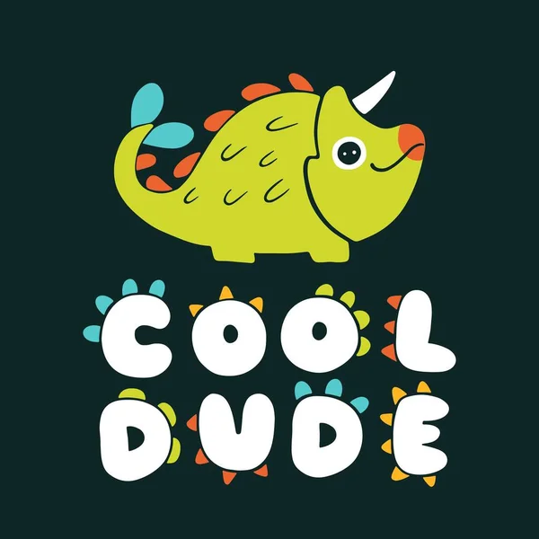 Lettrage Dinosaure Cool Mec Lettres Dino Illustration Vectorielle Dessin Animé — Image vectorielle