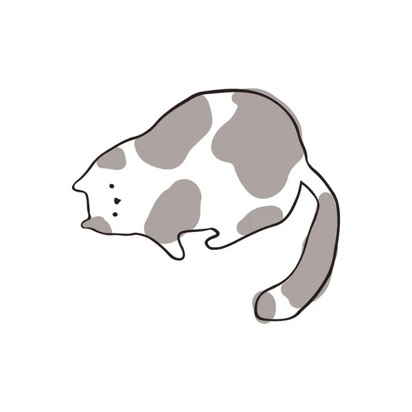 Śmieszny Kot Jednym Wierszu Stylu Szkic Plamkami Wektor Odizolował Ilustrację — Wektor stockowy