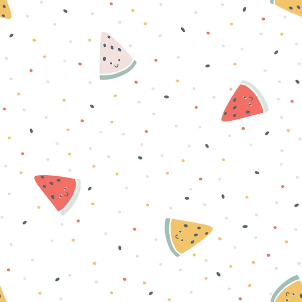 Triangle Armelon Character Seamless Pattern Smiley Face Fruit Polka Dot — стоковый вектор
