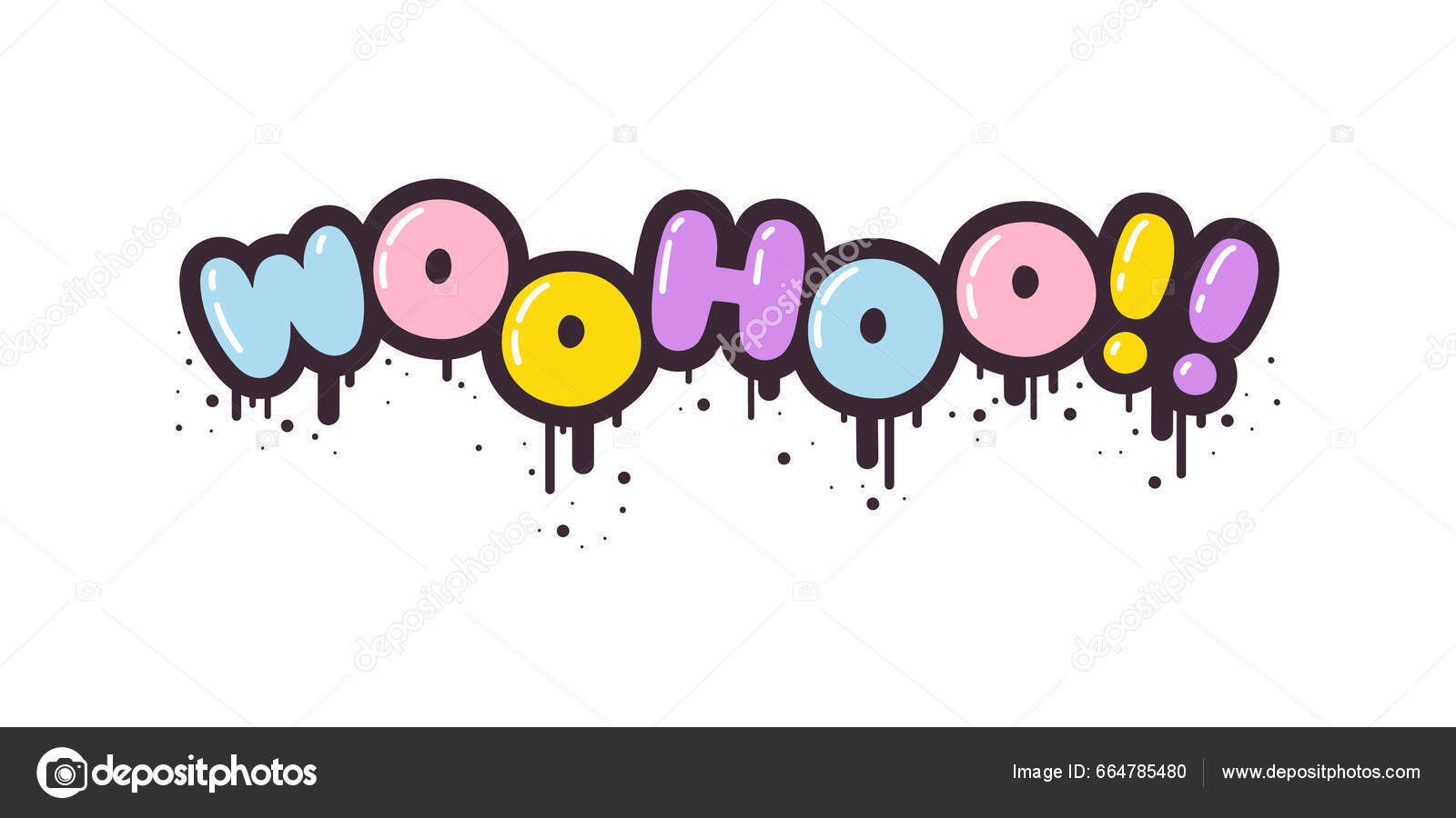 Woohoo Kort Slagord Sitat Søt Retro Graffiti Stil Boble Tegnede stockvektor  © svetlana__kharchuk #664785480, image size:1600x900