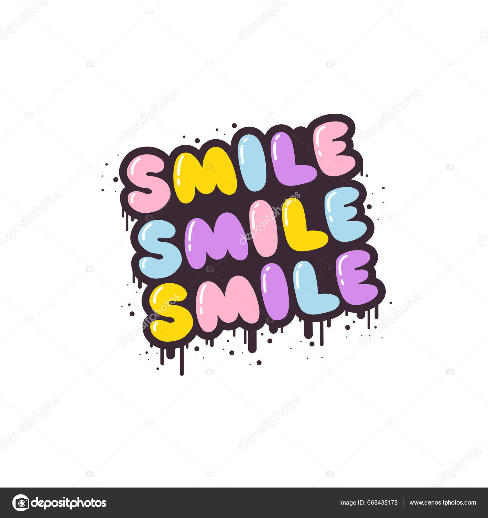 Smil Skriv Kort Slagord Sitat Søt Retro Graffiti Stil Bubble stockvektor ©  svetlana__kharchuk #668438178, image size:1600x1700