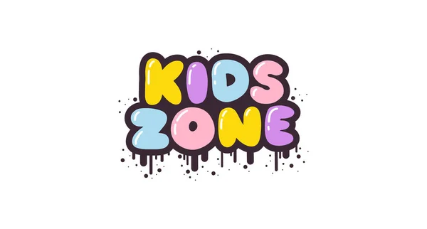 Kids Zone Schriftzug Kurzer Slogan Zitat Niedlichen Retro Graffiti Stil — Stockvektor