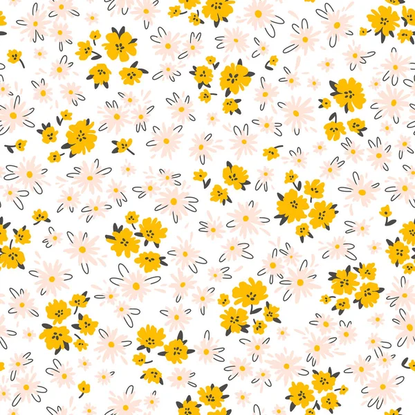 Floral Seampless Vector Pattern Pretty Flowers White Background Printing Small — Stock Vector