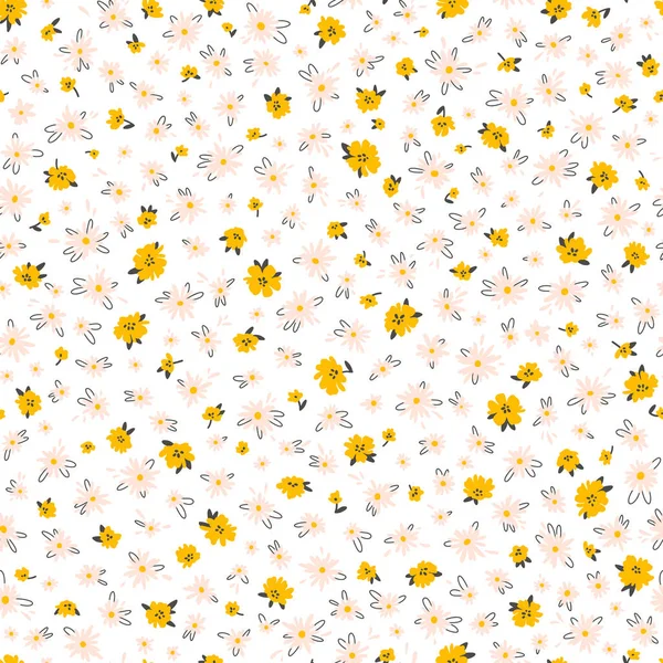 Floral Seampless Vector Pattern Pretty Flowers White Background Printing Small — Stock Vector