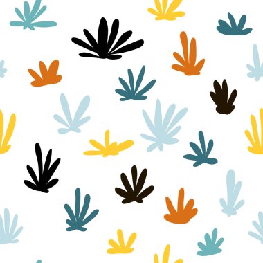 Çimlerin dikişsiz deseni. Basit İskandinav tarzında komik renkli Vektör çizimi. Bebek kıyafetleri, yatak takımları, tekstil, çocuk odası duvar resimleri ve kart için çocuksu tasarım..