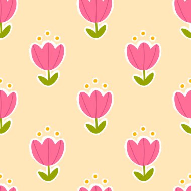 Dekoratif soyut çiçek vektörü kusursuz desen. İskandinav çocuksu yaz çiçekli geçmişi. Tekstil kumaşı için çocuksu karalama yüzey tasarımı