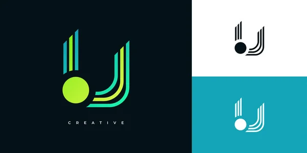 Teknoloji Logosu Çemberi Çizgileri Olan Soyut Modern Harf Logosu Tasarımı — Stok Vektör