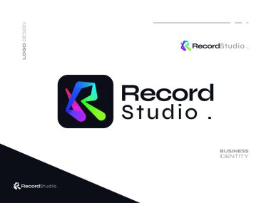 Renkli Harf R Logosu Tasarımı Modern ve Yaratıcı Harmanlama Efekti. İş ve Teknoloji Logosu İçin Uygun