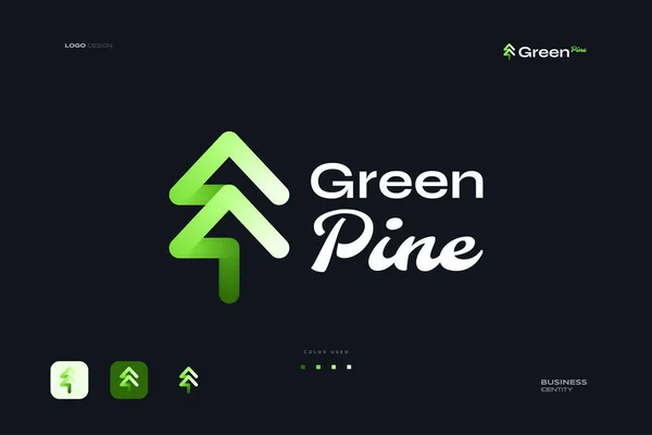 Простий Сучасний Логотип Зеленої Сосни Піктограма Соснового Дерева Або Символ — стоковий вектор