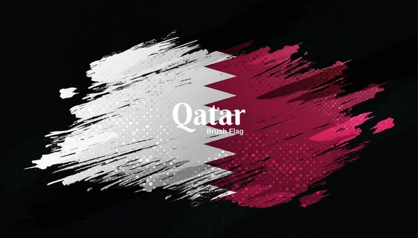 Drapeau Qatar Avec Brosse Style Grunge Drapeau Qatar Avec Concept — Image vectorielle
