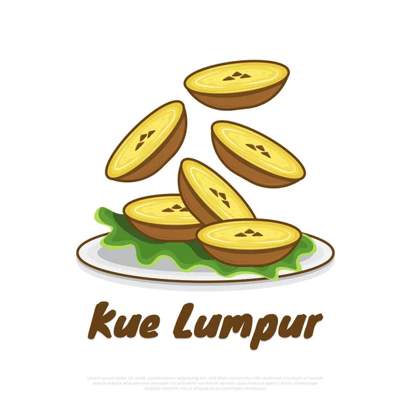 Ilustracja Indonezyjskiej Tradycyjnej Żywności Nazwie Kue Lumpur Ręcznie Rysowane Indonezyjskie — Wektor stockowy