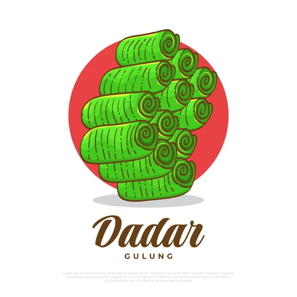 Alimentación Tradicional Indonesia Dibujada Mano Llamada Dadar Gulung Snack Indonesio — Archivo Imágenes Vectoriales