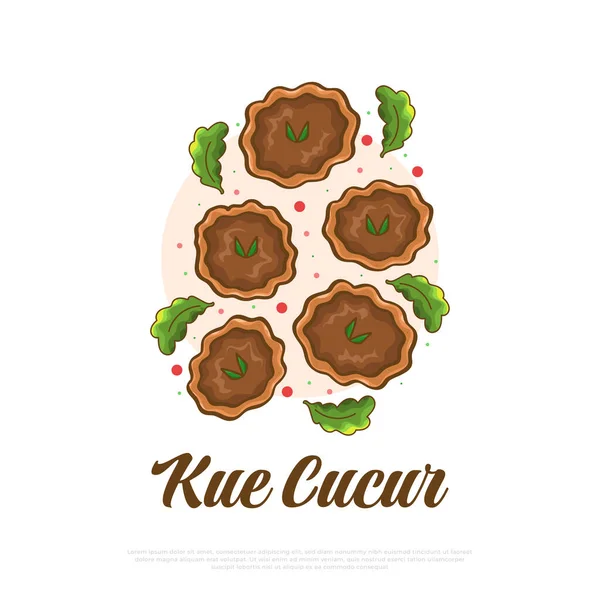 Kue Cucur Illustrazione Snack Tradizionale Dal Sud Est Asiatico Compresa — Vettoriale Stock