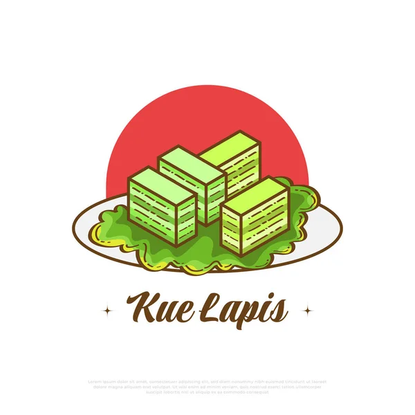 Kue Lapis Comida Tradicional Indonesia Merienda Ilustración Vectorial Del Postre — Archivo Imágenes Vectoriales