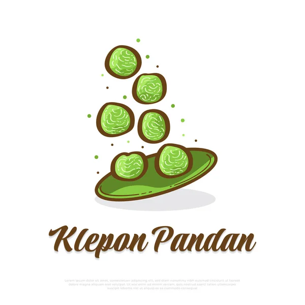 Klepon Pandan Indonezyjskie Tradycyjne Jedzenie Lub Przekąski Ilustracja Wektora Narysowanego — Wektor stockowy