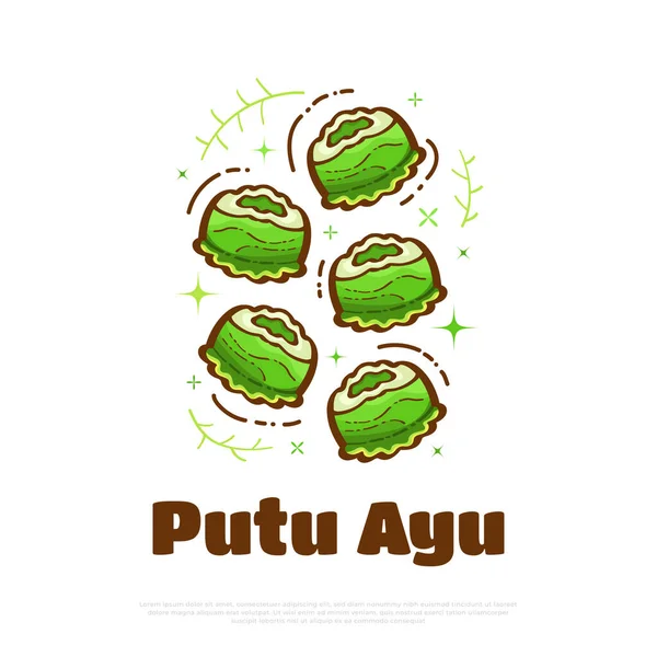 Ilustracja Kue Putu Ayu Indonezyjskiego Tradycyjnego Ciasta Wektor Tortu Parze — Wektor stockowy