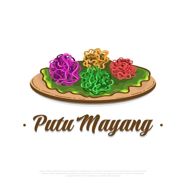 Putu Mayang Comida Tradicional Indonesia Merienda — Archivo Imágenes Vectoriales