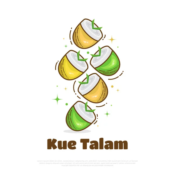 Kue Talam Indonezyjskie Tradycyjne Ciasto Mąki Ryżowej Mleka Kokosowego — Wektor stockowy