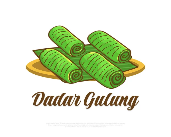 Alimentación Tradicional Indonesia Dibujada Mano Llamada Dadar Gulung Snack Indonesio — Archivo Imágenes Vectoriales