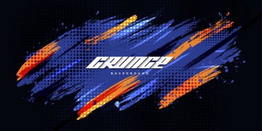 Abstract and Dynamic Brush Background with Halftone Effect. Brush Stroke Illustration for Banner, Poster, or Sports Background. Scratch and Texture Elements For Design