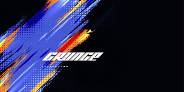 Abstract and Dynamic Brush Background with Halftone Effect. Brush Stroke Illustration for Banner, Poster, or Sports Background. Scratch and Texture Elements For Design