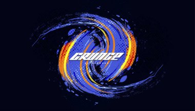 Abstract and Colorful Brush Background with Halftone Effect. Brush Stroke Illustration for Banner, Poster, or Sports Background. Scratch and Texture Elements For Design