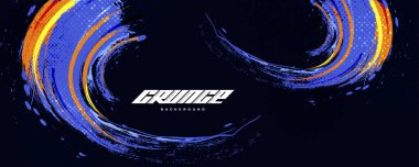 Abstract and Colorful Brush Background with Halftone Effect. Brush Stroke Illustration for Banner, Poster, or Sports Background. Scratch and Texture Elements For Design