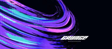 Abstract and Colorful Brush Background with Halftone Effect. Grunge Background. Brush Stroke Illustration for Banner, Poster, or Sports Background. Scratch and Texture Elements For Design