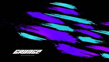 Abstract and Colorful Brush Background with Halftone Effect. Grunge Background. Brush Stroke Illustration for Banner, Poster, or Sports Background. Scratch and Texture Elements For Design