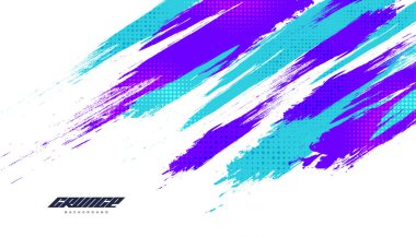 Abstract and Colorful Brush Background with Halftone Effect. Grunge Background. Brush Stroke Illustration for Banner, Poster, or Sports Background. Scratch and Texture Elements For Design