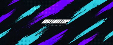 Abstract and Colorful Brush Background with Halftone Effect. Grunge Background. Brush Stroke Illustration for Banner, Poster, or Sports Background. Scratch and Texture Elements For Design