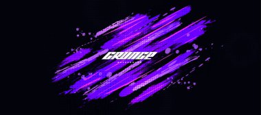 Abstract and Colorful Brush Background with Halftone Effect. Grunge Background. Brush Stroke Illustration for Banner, Poster, or Sports Background. Scratch and Texture Elements For Design