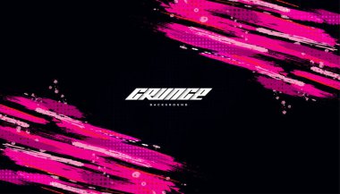 Abstract and Colorful Brush Background with Halftone Effect. Grunge Background. Brush Stroke Illustration for Banner, Poster, or Sports Background. Scratch and Texture Elements For Design