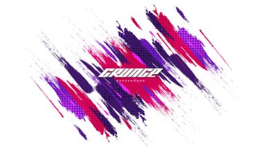 Abstract and Colorful Brush Background with Halftone Effect. Brush Stroke Illustration for Banner, Poster, or Sports Background. Scratch and Texture Elements For Design