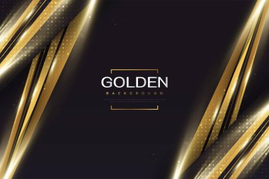 Luxury and Elegant Black and Gold Background with Golden Light and Paper Cut Style. Can be Used for Award, Banner, Card, Nomination, Ceremony, Formal Invitation or Certificate Design