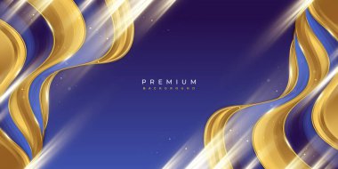 Luxury Blue and Gold Background in Paper Cut Style with Shining Golden Light. Can be Used for Award, Banner, Card, Nomination, Ceremony, Formal Invitation or Certificate Design