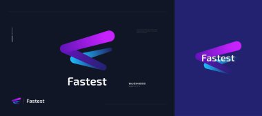 Abstract and Colorful Letter F Logo Design with Blend Style for Business and Technology Brand Logo