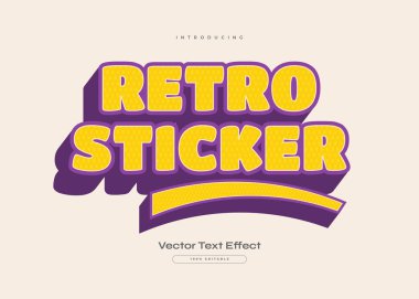 Retro Sticker Text Style with 3D Effect. Editable 80s Text Effect can be used for T-shirt or Sticker Design