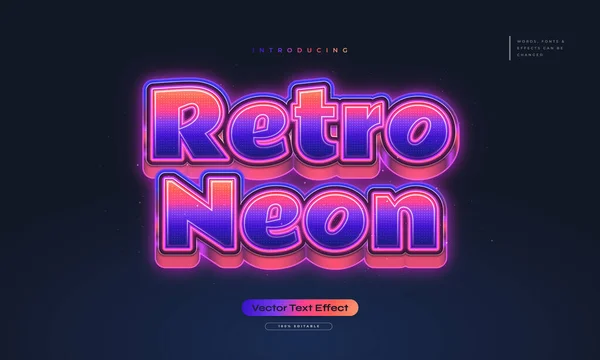 Kolorowy Styl Retro Tekst Świecące Neon Effect Edytowalny Efekt Tekstowy — Wektor stockowy