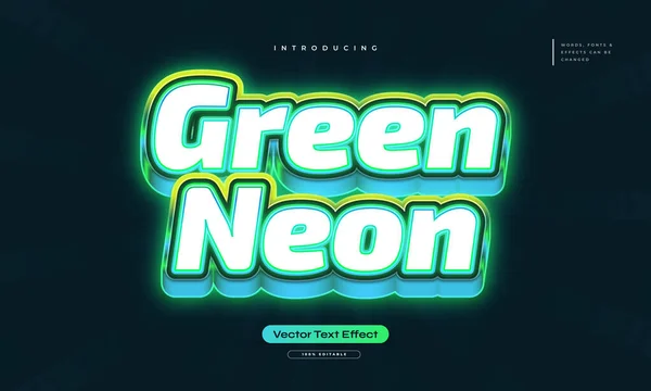 Glühend Grünes Licht Neon Text Effekt Editierbarer Texteffekt — Stockvektor