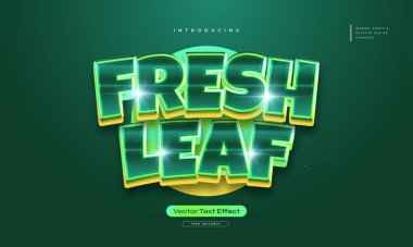 Taze Yaprak Metin Biçimi 3B Efektli. Düzenlenebilir Metin Biçimi Efekti