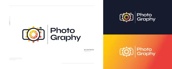 相机和太阳标志设计在最小的概念 适用于摄影演播室 电影或电影公司标志 — 图库矢量图片