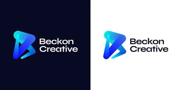 Kreatywne Żywe Litery Logo Design Blue Gradient Concept Logo Mieszanką — Wektor stockowy